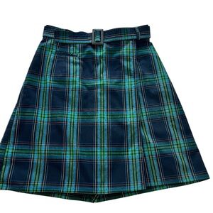 Talbots Blue and Green Plaid A-Line Mini Skort‎ Size 6
